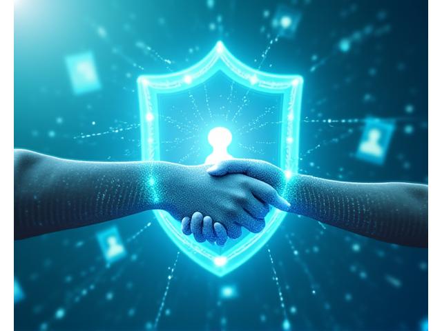 Icônes de sécurité et de vérification avec des mains se serrant, symbolisant la confiance au sein d'une communauté de voyage