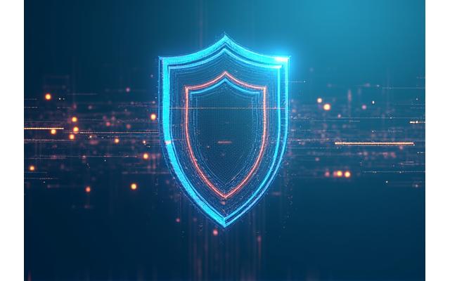 Illustration abstraite symbolisant la protection des droits d'auteur et la propriété intellectuelle avec des verrous numériques et des icônes de copyright