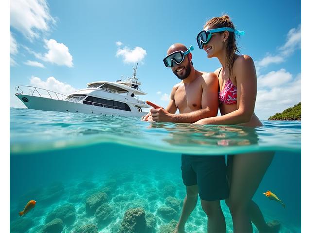 Couple en lune de miel aux Maldives rencontrant un biologiste marin
